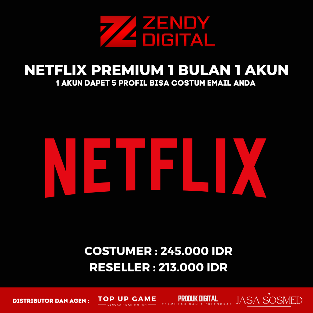 Beli Akun Netflix 1 Bulan 5 Profil Garansi 30 Hari | Zendydigital.com
